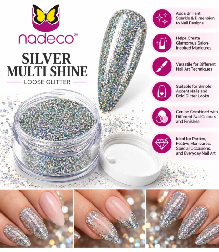 NADECO Silver Multi Shine Loose Glitter -2 NADECO Silver Multi Shine Loose Glitter -2